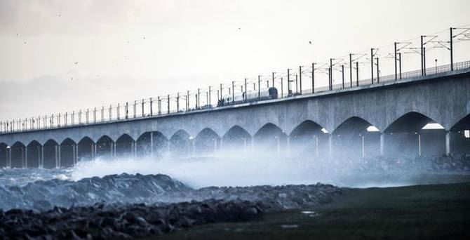 Il ponte sul quale è avvenuto l’incidente in Danimarca