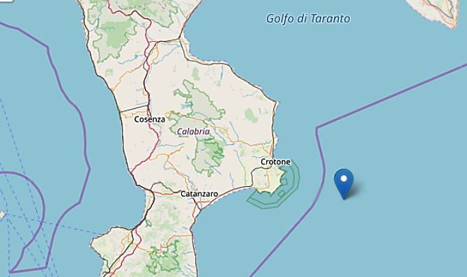 Terremoto al largo di Crotone