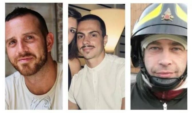 I vigili del fuoco morti: Marco Triches, Nino Candido e Matteo Gastaldo
